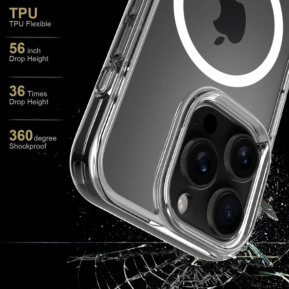 PIE's Premium Case for iPhone 16 Series - Military-Grade Drop Protection, Anti-Yellowing, Anti-Scratch, Slim Fit, Clear Case with Wallet Functionality.