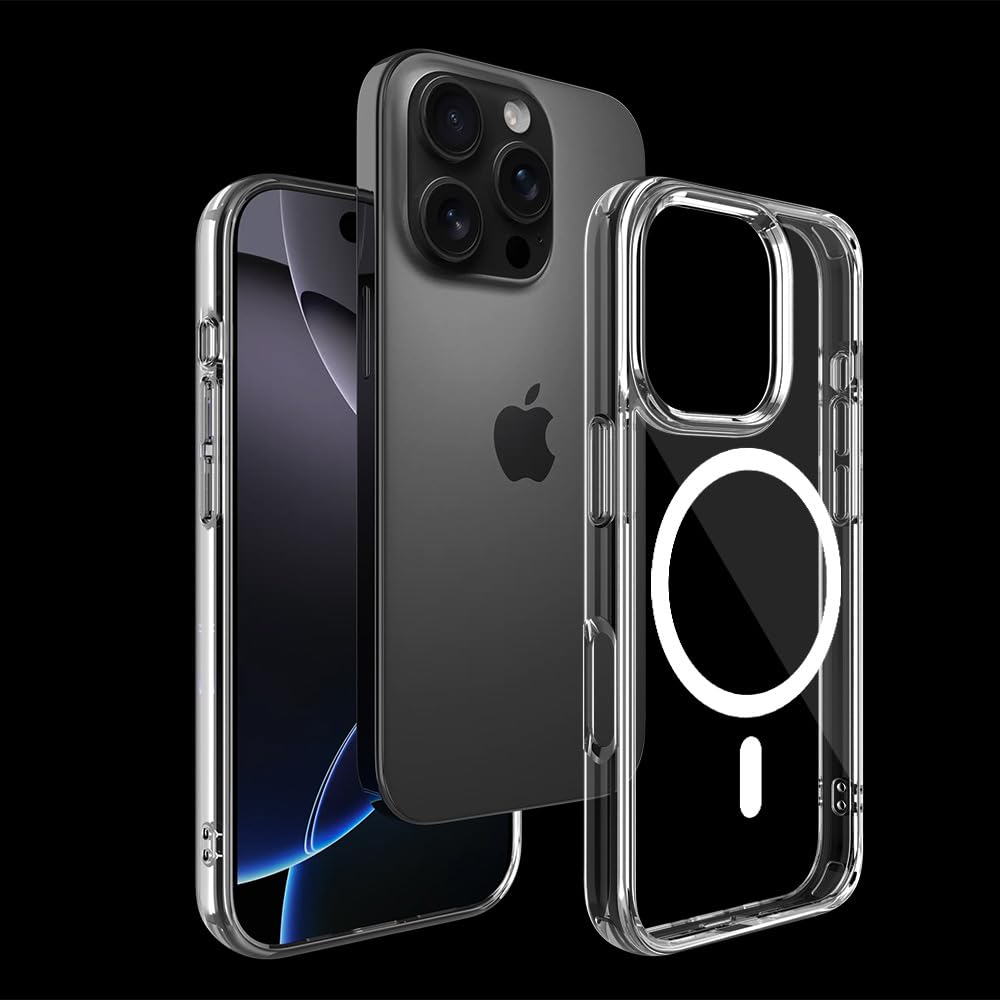 PIE's Premium Case for iPhone 16 Series - Military-Grade Drop Protection, Anti-Yellowing, Anti-Scratch, Slim Fit, Clear Case with Wallet Functionality.