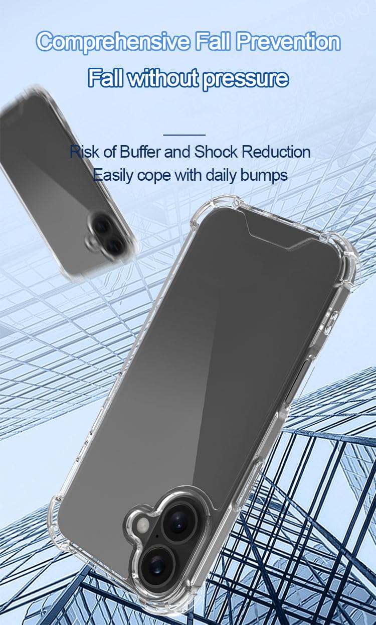 Prime PIE's Premium Clear Transparent Case for iPhone 16 Series - Military Grade Drop Protection, Anti-Yellowing, Magnetic Wireless Charging,2.2mm Thick Optical PC & TPU.