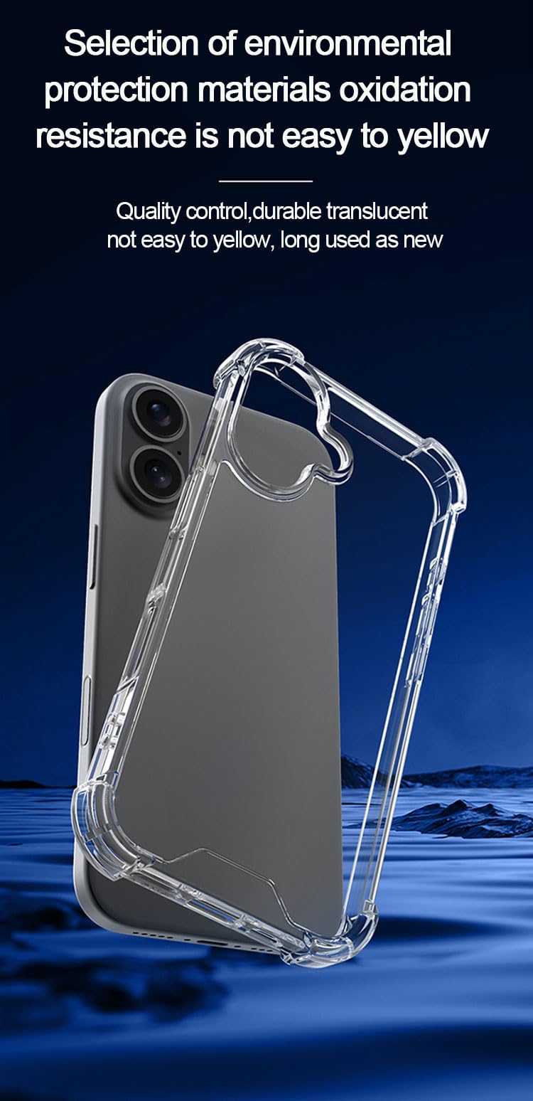 Prime PIE's Premium Clear Transparent Case for iPhone 16 Series - Military Grade Drop Protection, Anti-Yellowing, Magnetic Wireless Charging,2.2mm Thick Optical PC & TPU.