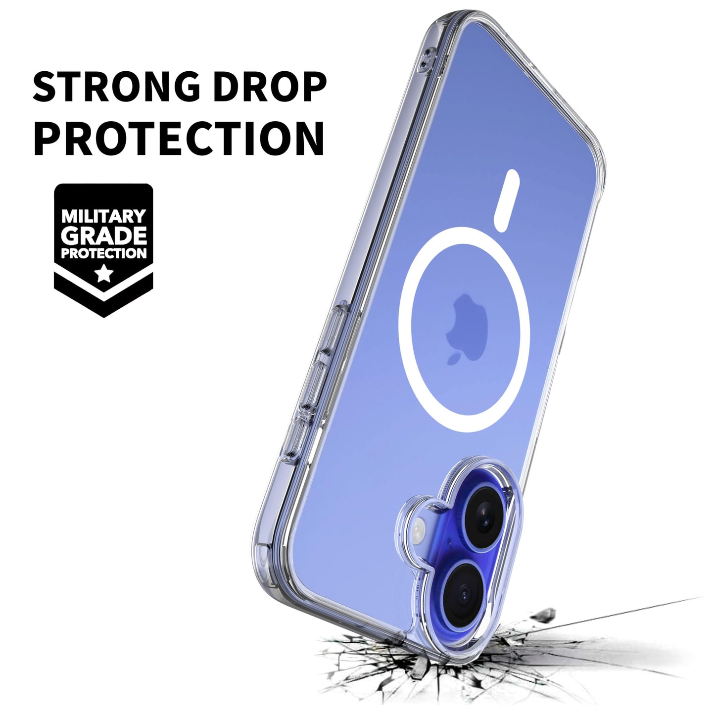 PIE's Premium Case for iPhone 16 Series - Military-Grade Drop Protection, Anti-Yellowing, Anti-Scratch, Slim Fit, Clear Case with Wallet Functionality.