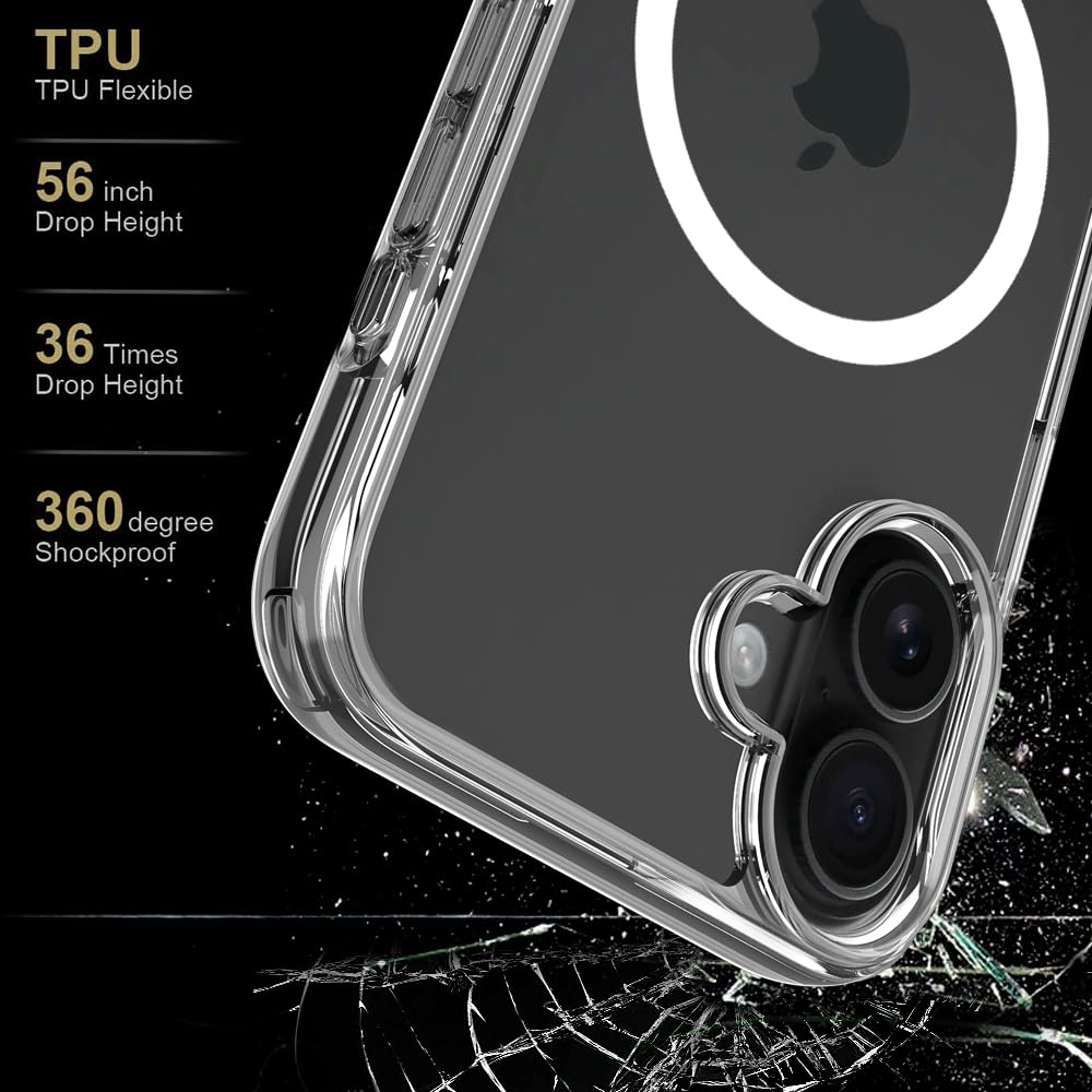 PIE's Premium Case for iPhone 16 Series - Military-Grade Drop Protection, Anti-Yellowing, Anti-Scratch, Slim Fit, Clear Case with Wallet Functionality.